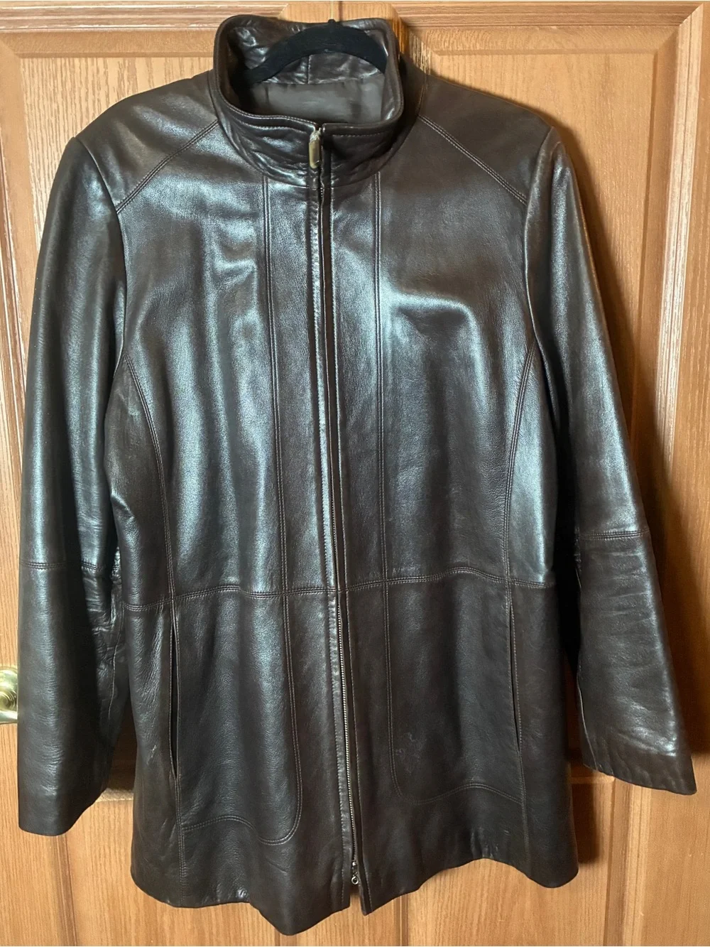 Ellen Tracy Brown Genuine Leather Full Zip Jacket XL - Picture 6 of 6